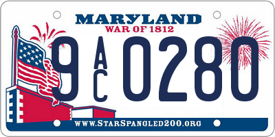 MD license plate 9AC0280
