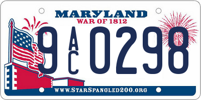 MD license plate 9AC0298