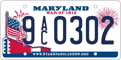 MD license plate 9AC0302