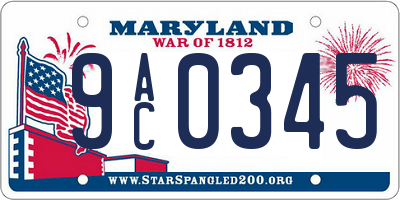 MD license plate 9AC0345