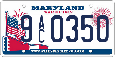 MD license plate 9AC0350