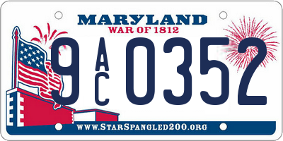 MD license plate 9AC0352