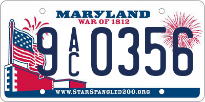 MD license plate 9AC0356
