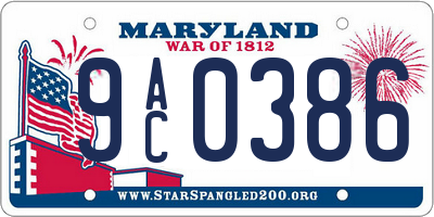 MD license plate 9AC0386