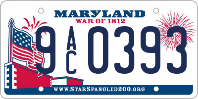 MD license plate 9AC0393