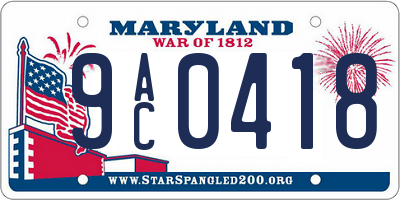 MD license plate 9AC0418
