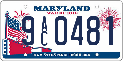 MD license plate 9AC0481