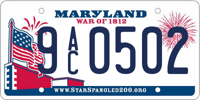 MD license plate 9AC0502