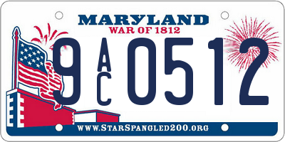 MD license plate 9AC0512