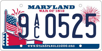 MD license plate 9AC0525