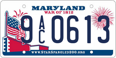 MD license plate 9AC0613