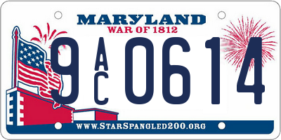 MD license plate 9AC0614