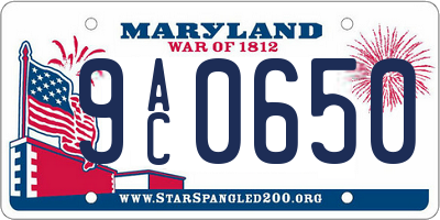 MD license plate 9AC0650