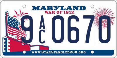 MD license plate 9AC0670