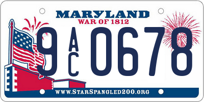 MD license plate 9AC0678