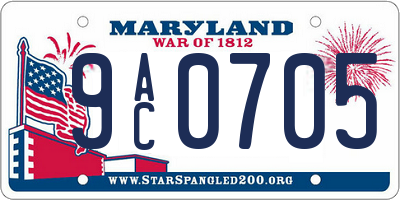 MD license plate 9AC0705