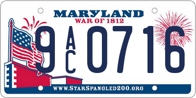 MD license plate 9AC0716