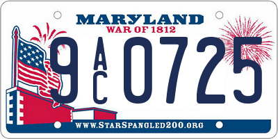 MD license plate 9AC0725