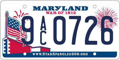 MD license plate 9AC0726