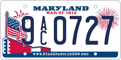 MD license plate 9AC0727