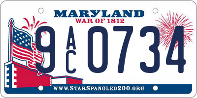MD license plate 9AC0734
