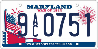 MD license plate 9AC0751