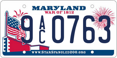MD license plate 9AC0763