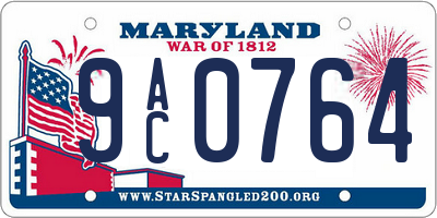 MD license plate 9AC0764