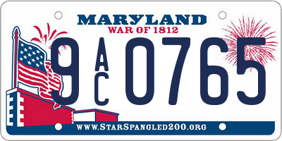 MD license plate 9AC0765