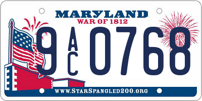 MD license plate 9AC0768