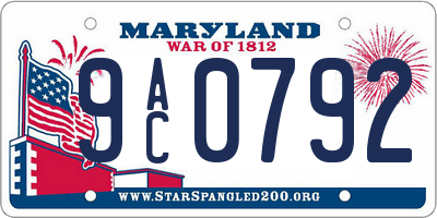 MD license plate 9AC0792