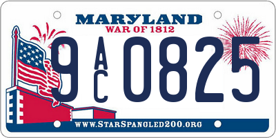 MD license plate 9AC0825