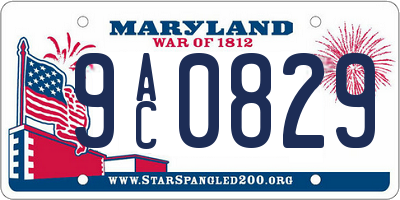 MD license plate 9AC0829