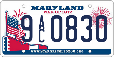 MD license plate 9AC0830