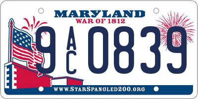 MD license plate 9AC0839