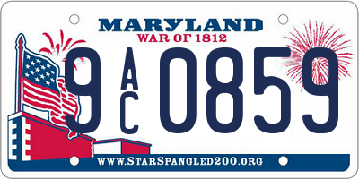 MD license plate 9AC0859