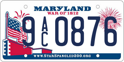 MD license plate 9AC0876