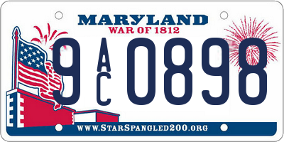 MD license plate 9AC0898