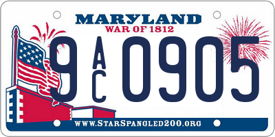 MD license plate 9AC0905