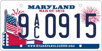 MD license plate 9AC0915
