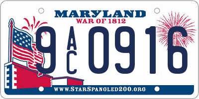MD license plate 9AC0916