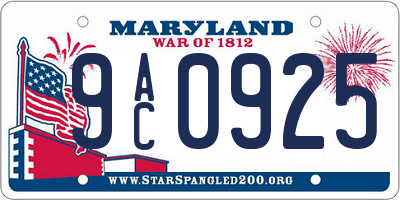 MD license plate 9AC0925