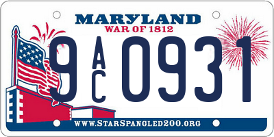 MD license plate 9AC0931