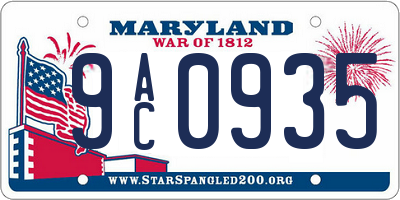MD license plate 9AC0935