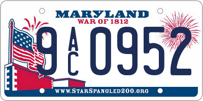 MD license plate 9AC0952