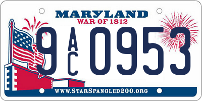MD license plate 9AC0953