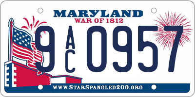 MD license plate 9AC0957