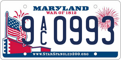 MD license plate 9AC0993