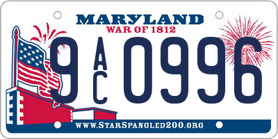MD license plate 9AC0996