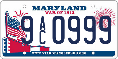 MD license plate 9AC0999